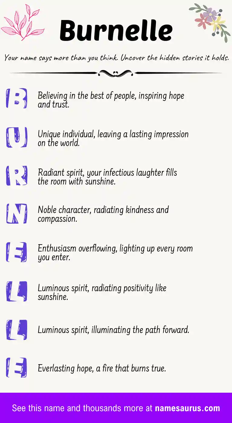 Acrostic poem about Burnelle.