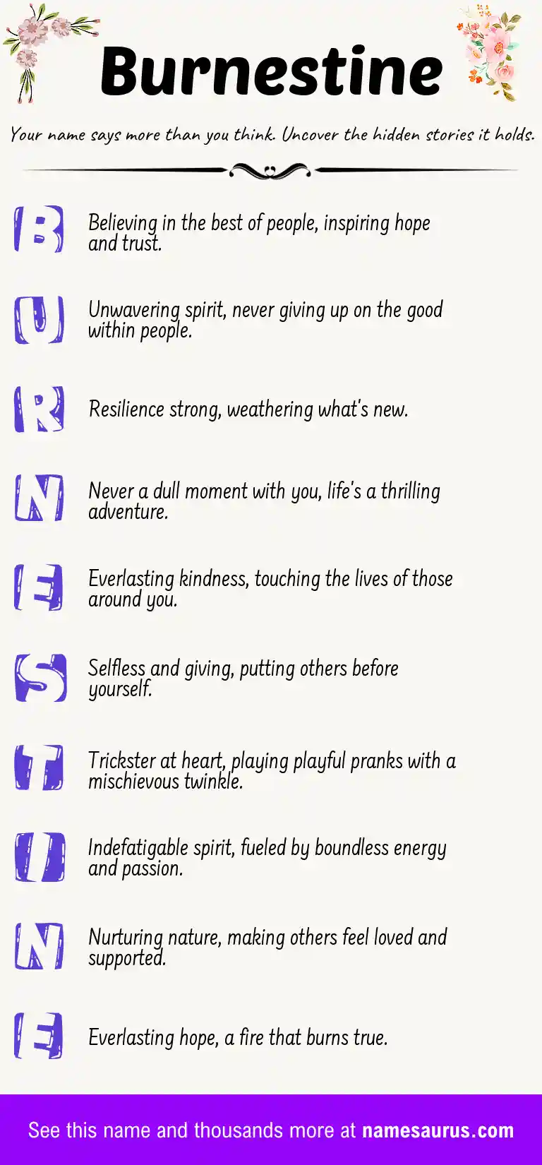 Acrostic poem about Burnestine.