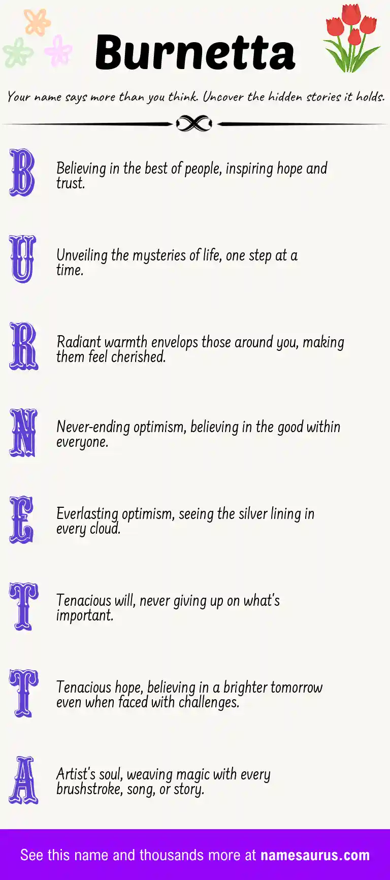Acrostic poem about Burnetta.