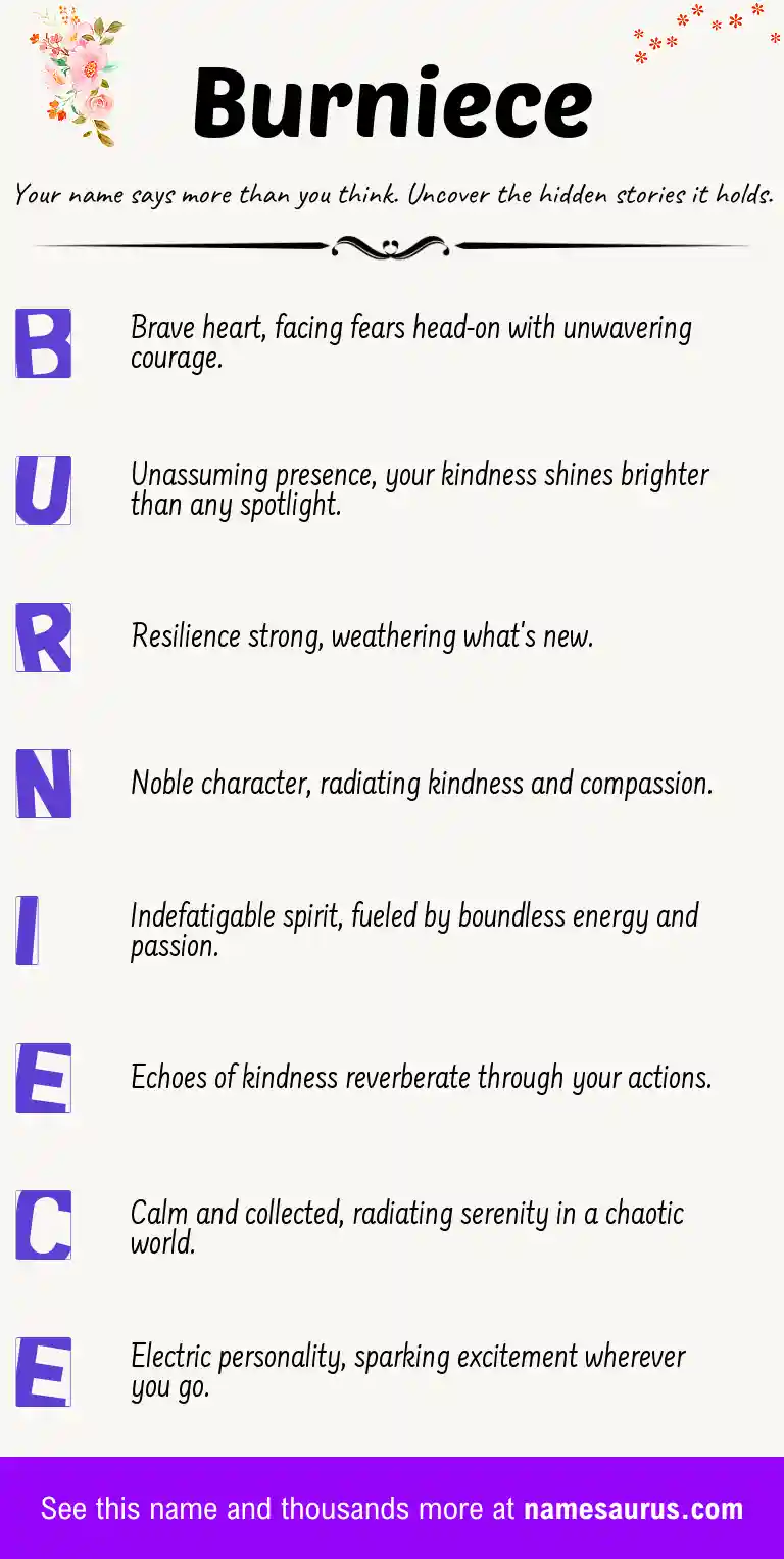 Acrostic poem about Burniece.