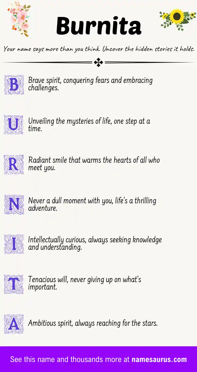 Acrostic poem about Burnita.