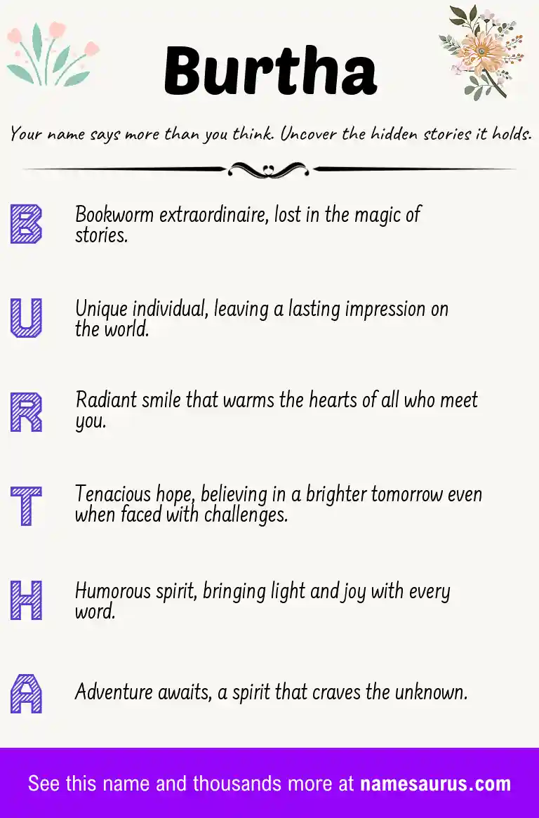 Acrostic poem about Burtha.