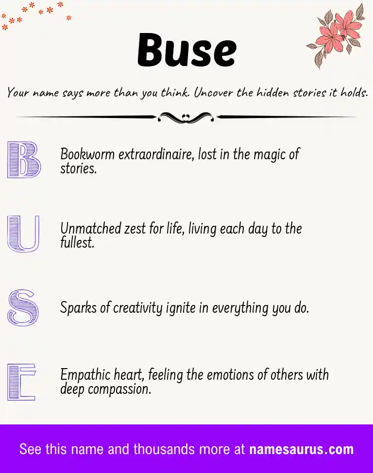 Acrostic poem about Buse.