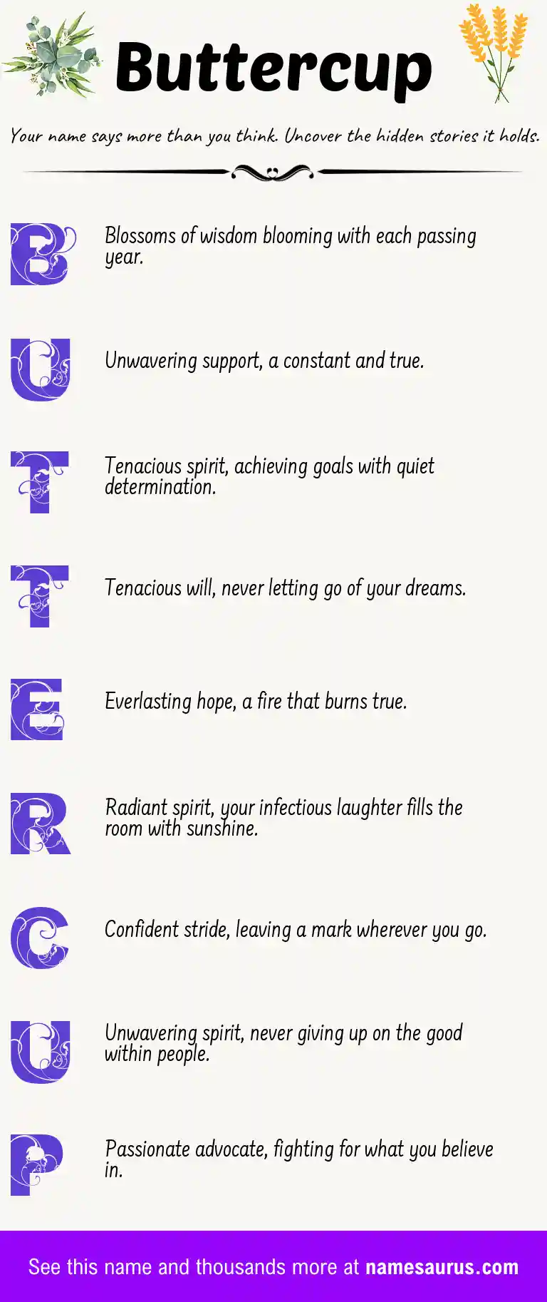 Acrostic poem about Buttercup.
