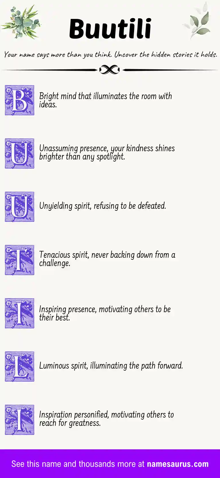 Acrostic poem about Buutili.