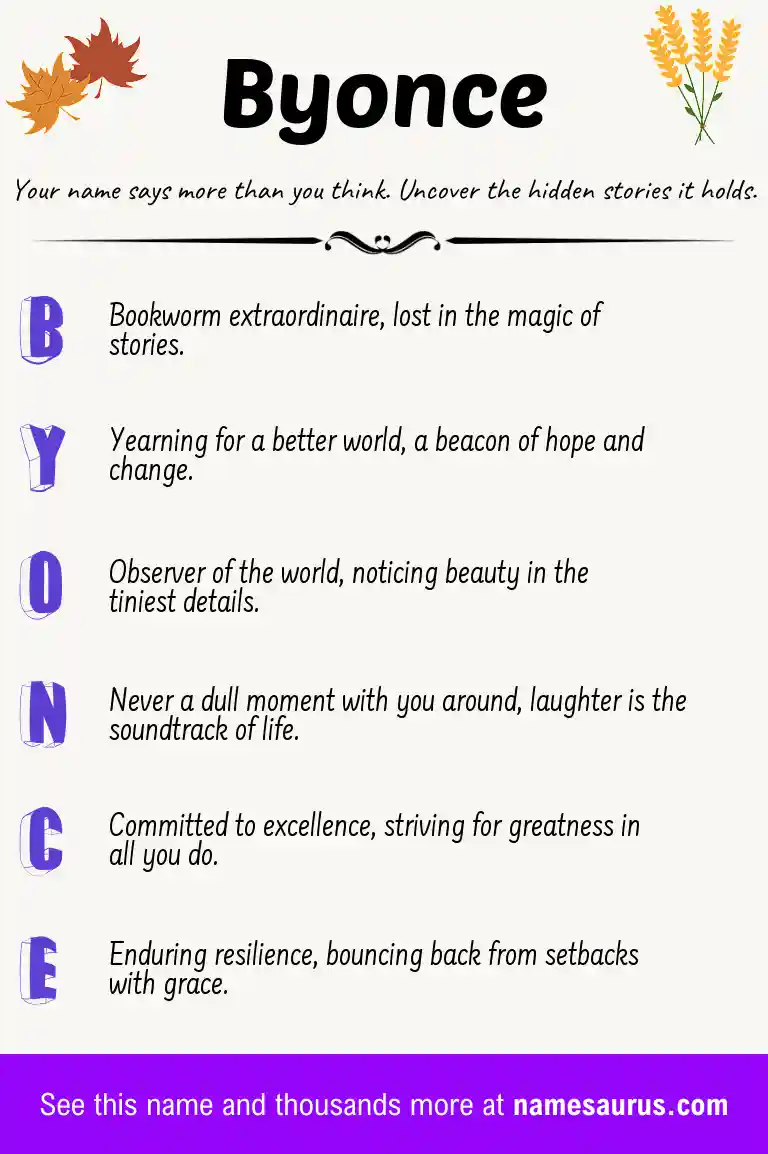 Acrostic poem about Byonce.