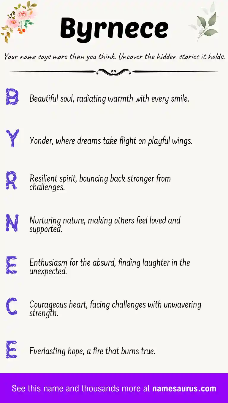 Acrostic poem about Byrnece.