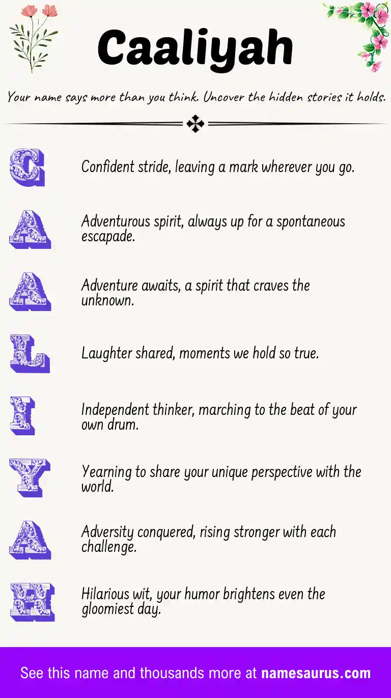 Acrostic poem about Caaliyah.