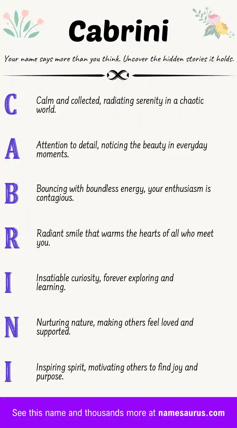 Acrostic poem about Cabrini.