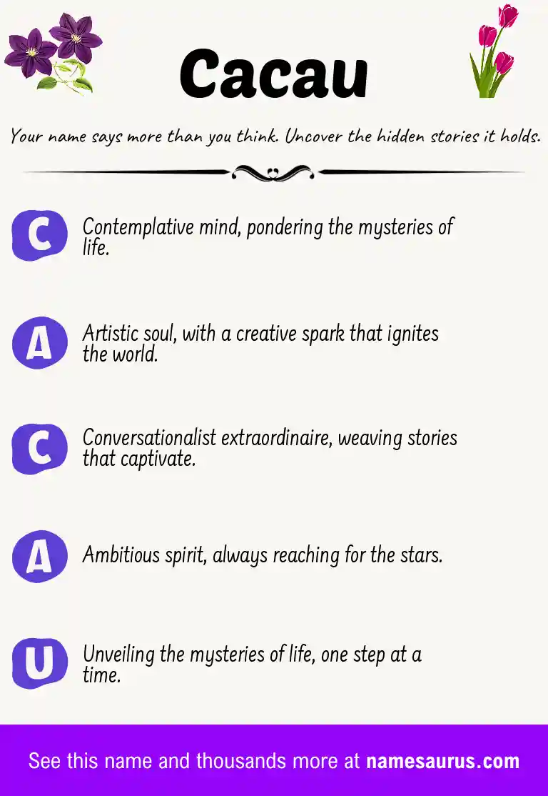Acrostic poem about Cacau.
