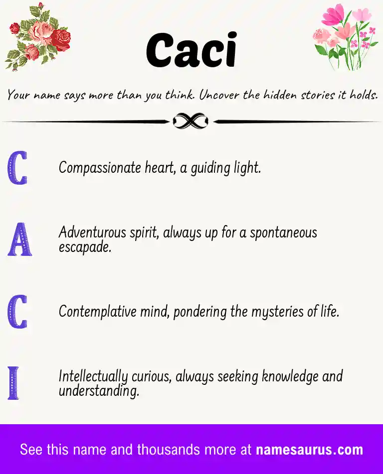 Acrostic poem about Caci.