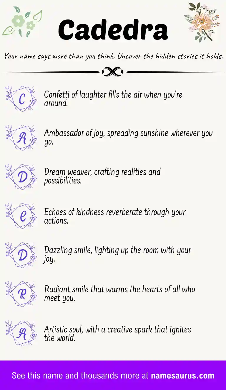 Acrostic poem about Cadedra.