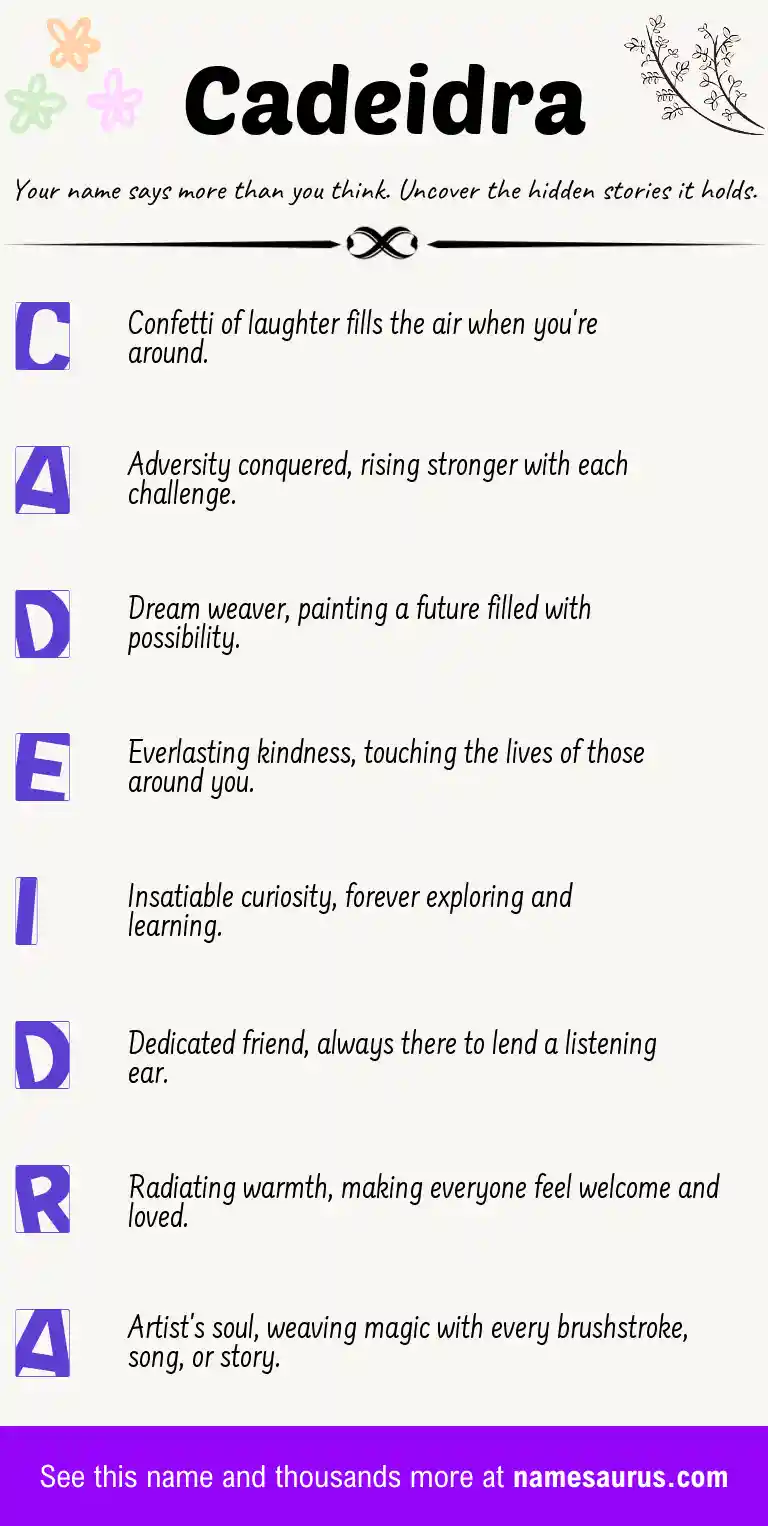 Acrostic poem about Cadeidra.