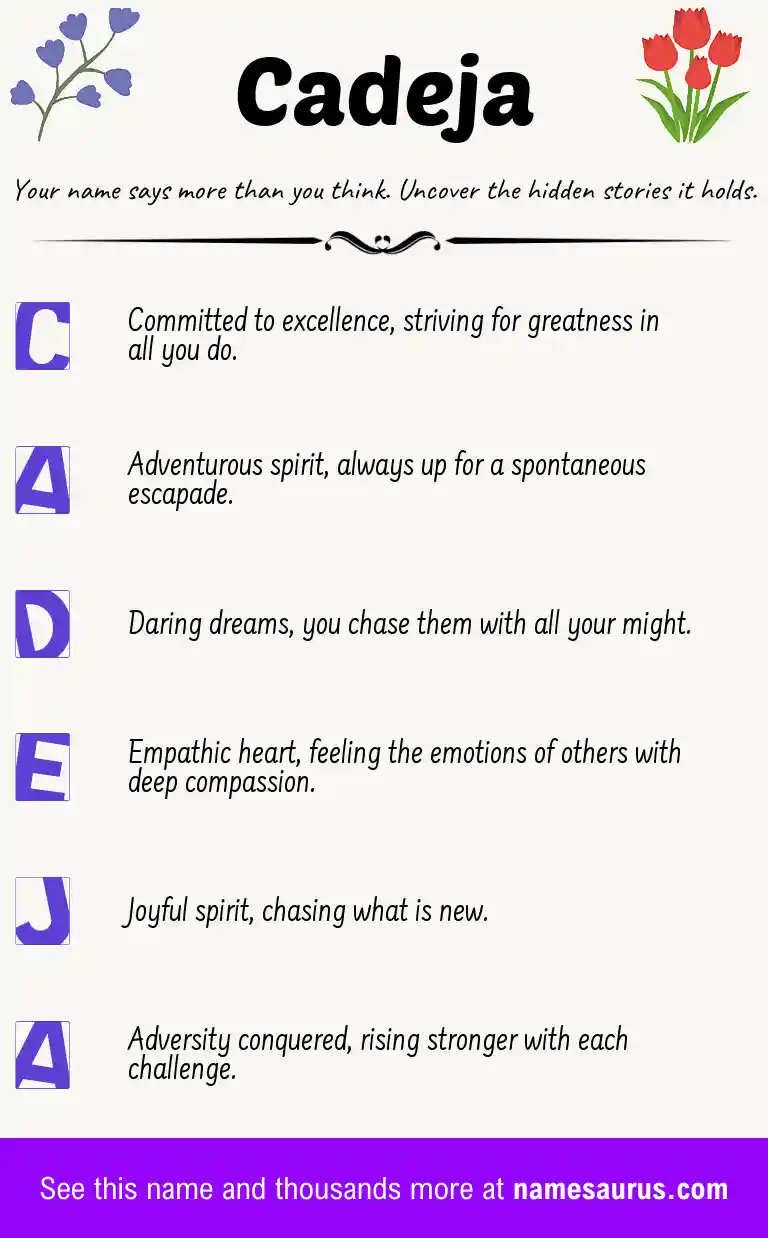 Acrostic poem about Cadeja.