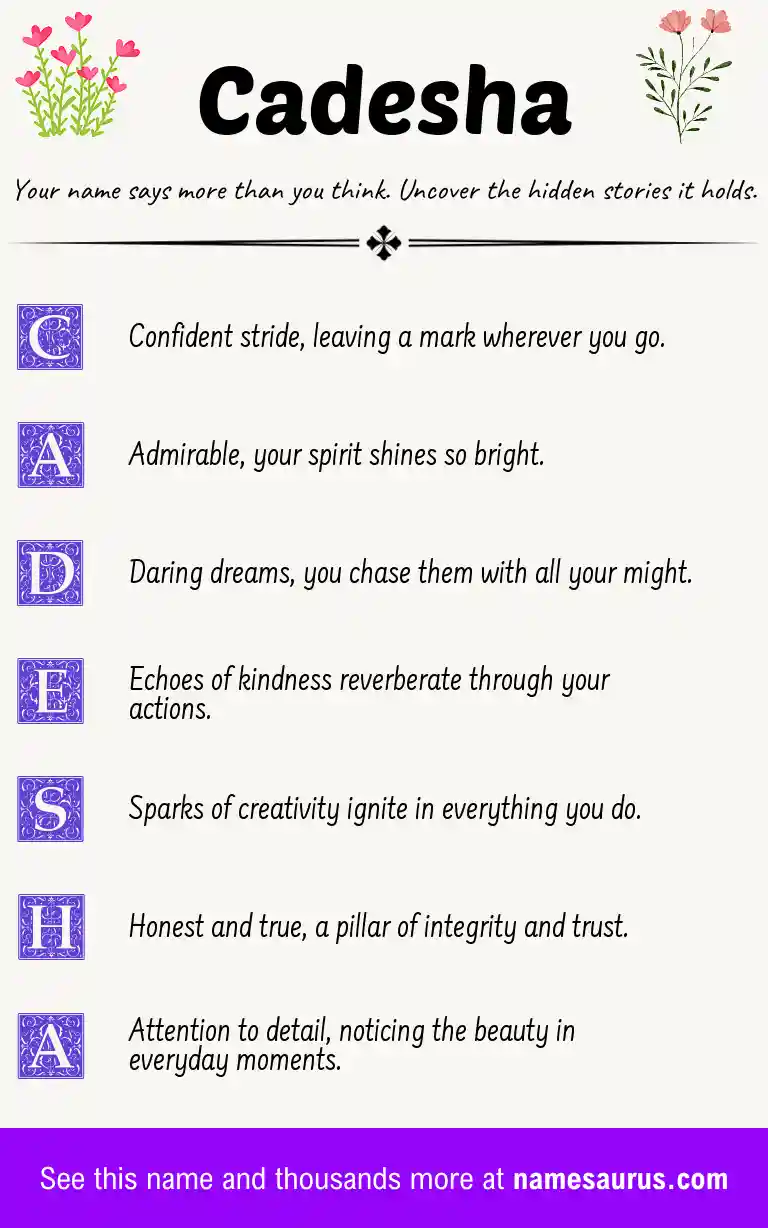 Acrostic poem about Cadesha.