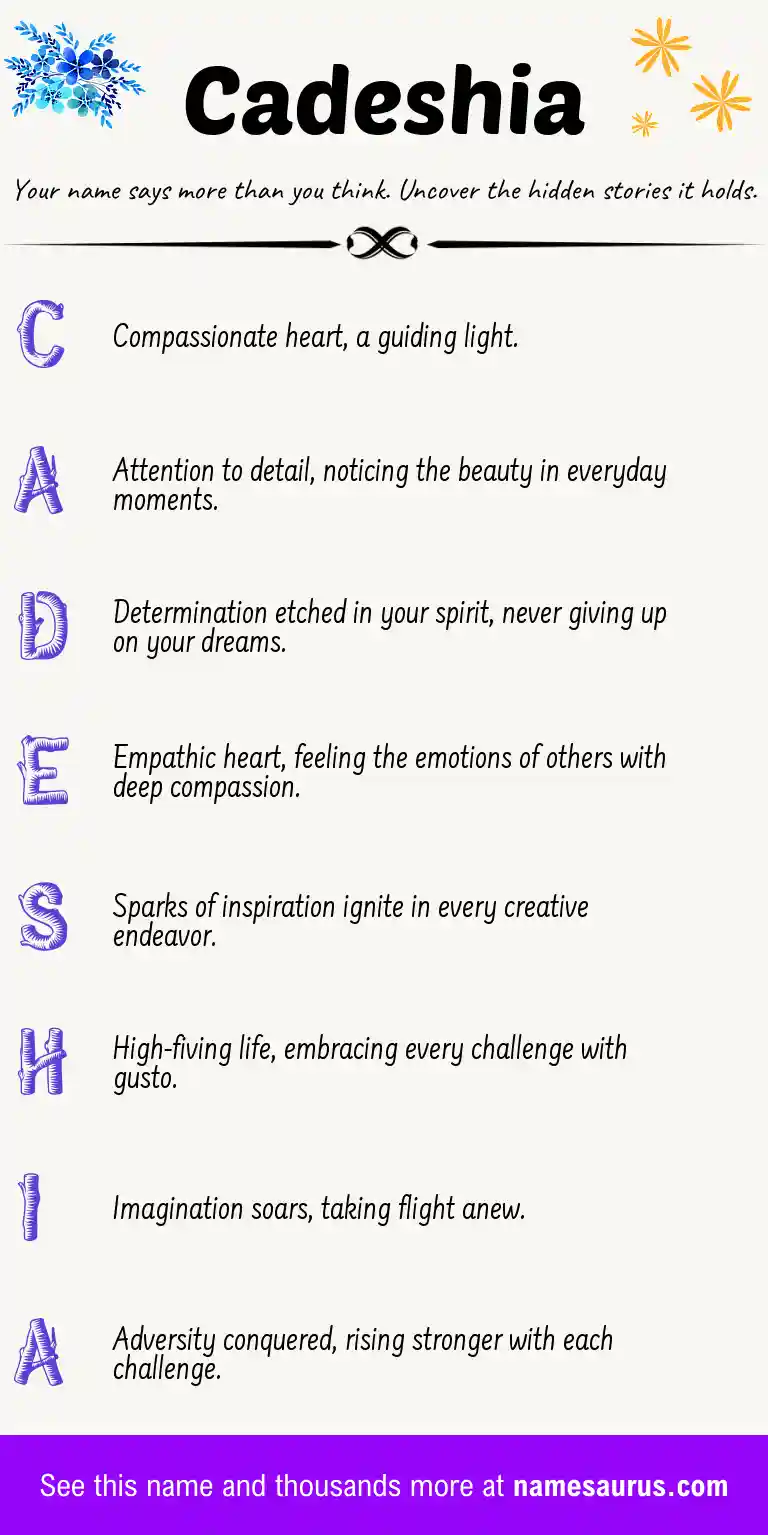 Acrostic poem about Cadeshia.