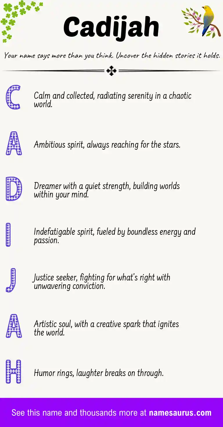 Acrostic poem about Cadijah.