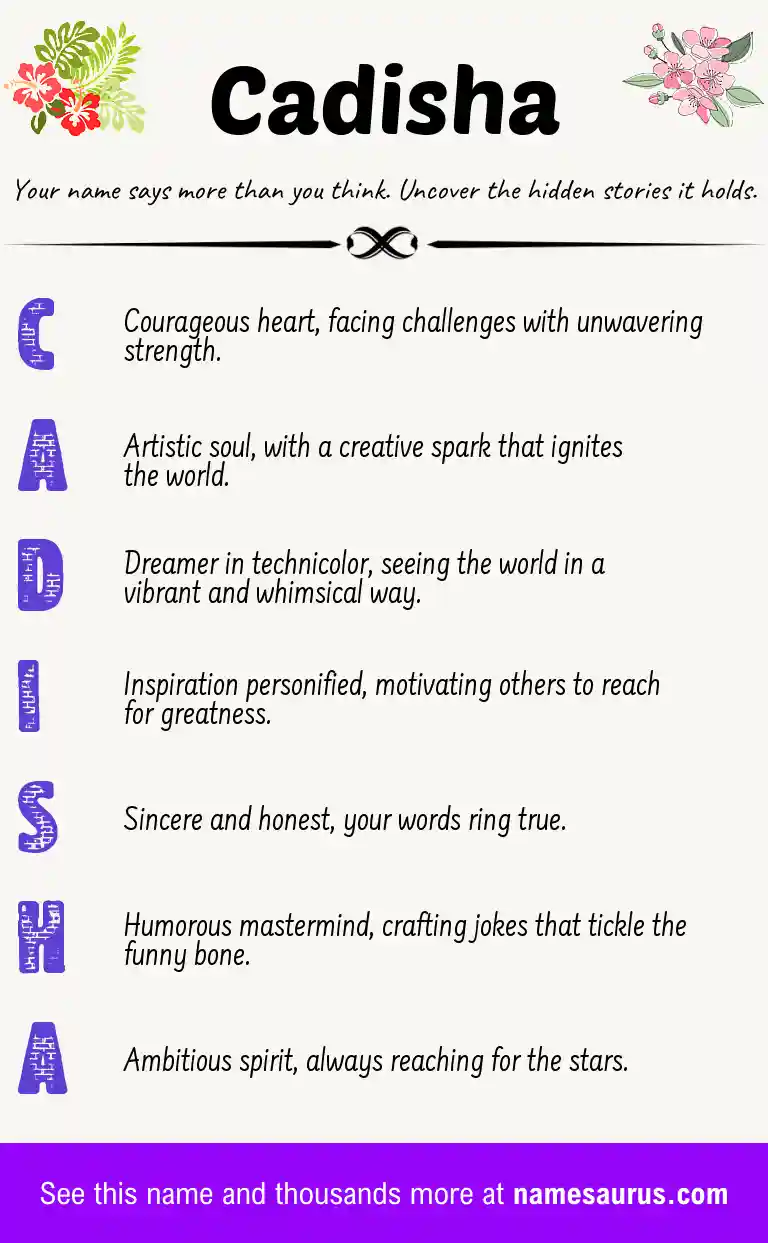 Acrostic poem about Cadisha.