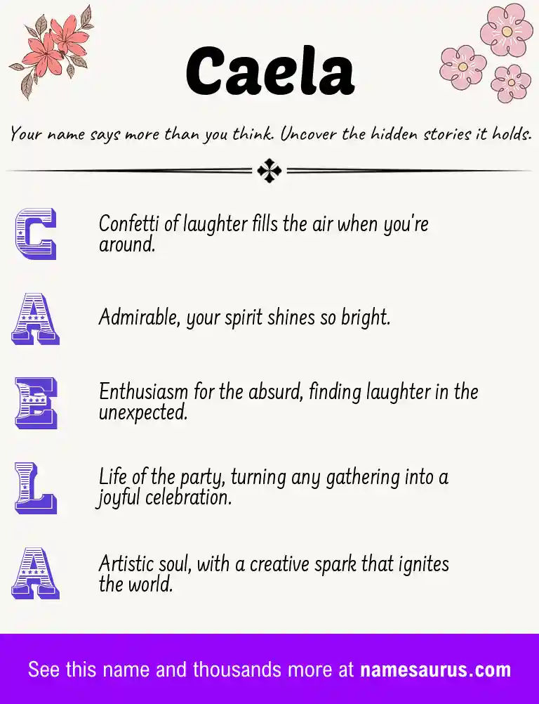 Acrostic poem about Caela.