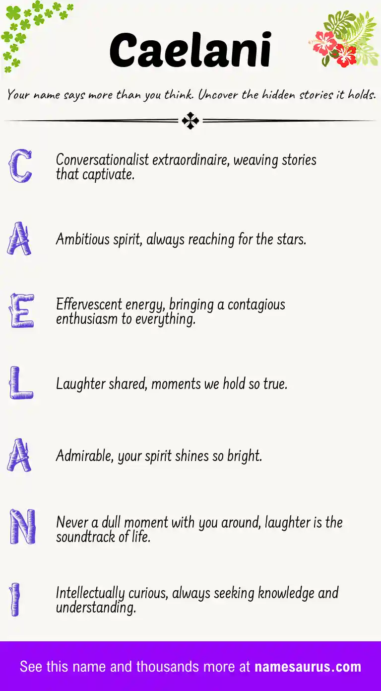 Acrostic poem about Caelani.
