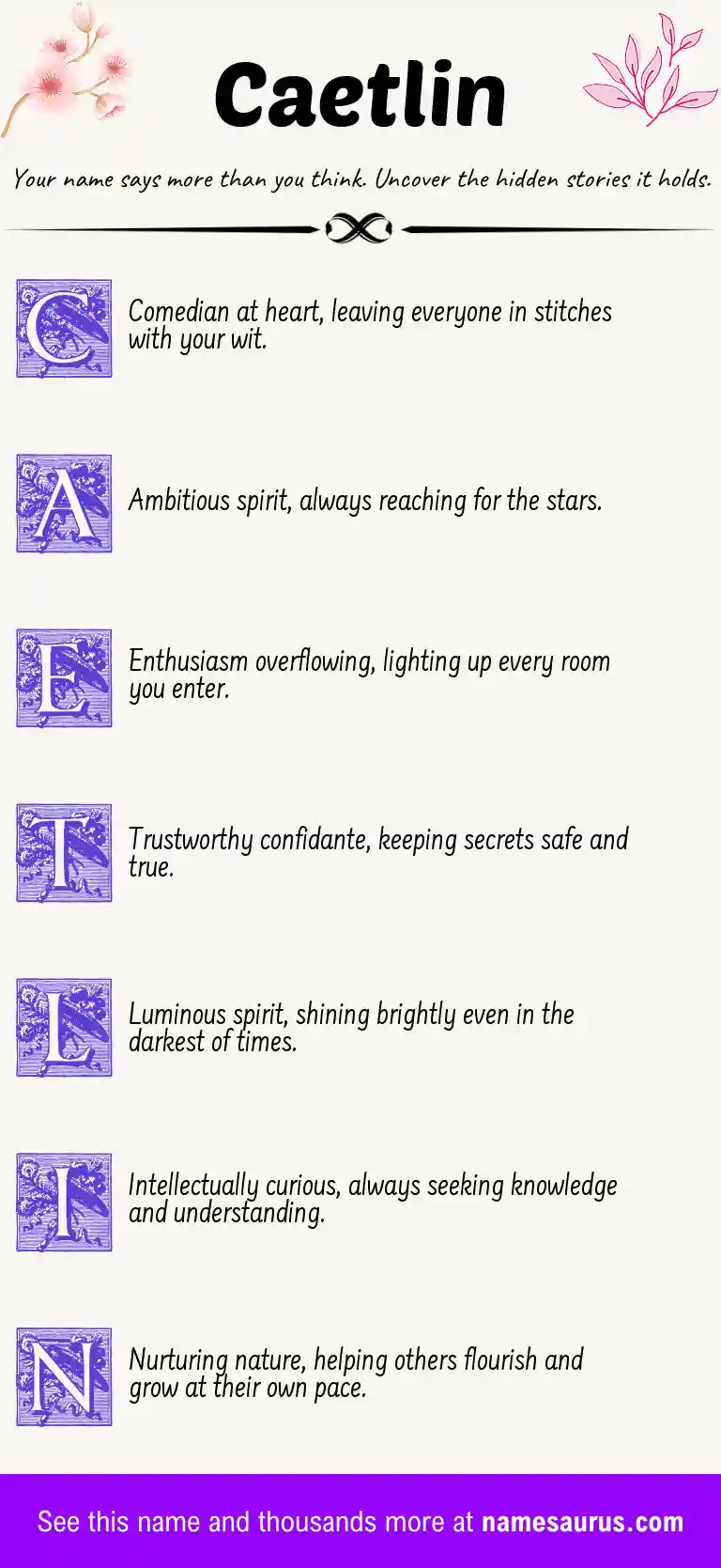 Acrostic poem about Caetlin.