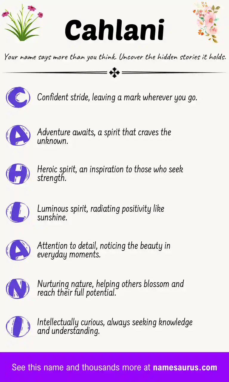 Acrostic poem about Cahlani.