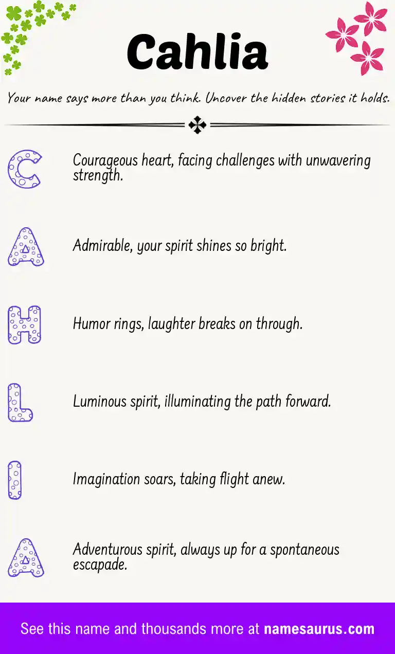 Acrostic poem about Cahlia.