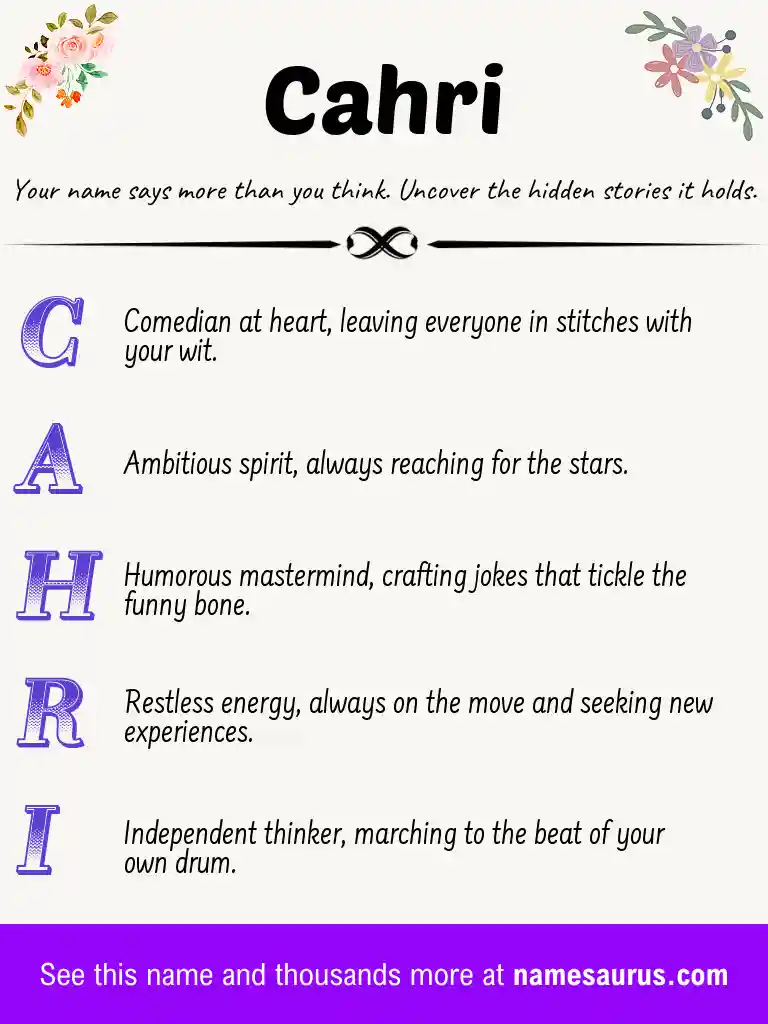 Acrostic poem about Cahri.