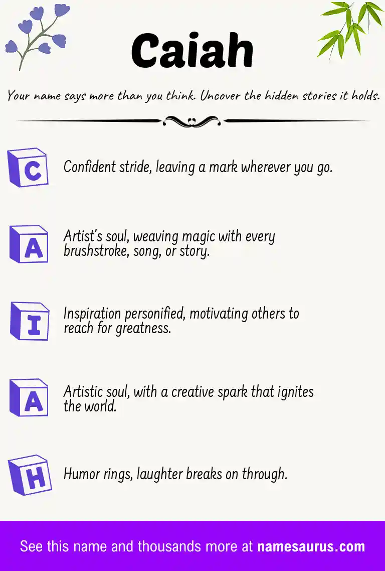 Acrostic poem about Caiah.