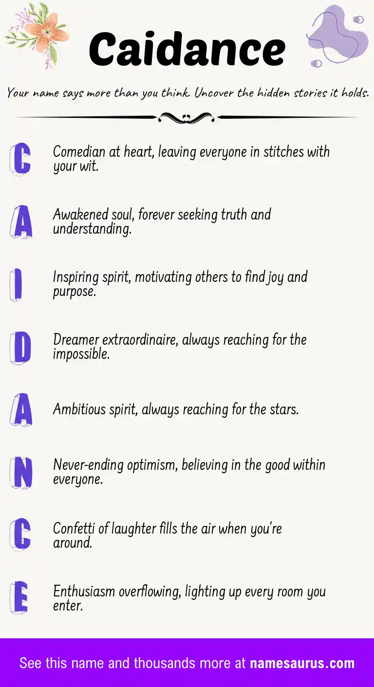 Acrostic poem about Caidance.