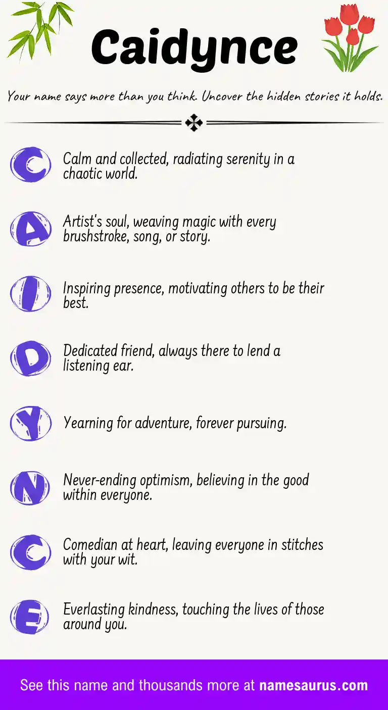 Acrostic poem about Caidynce.