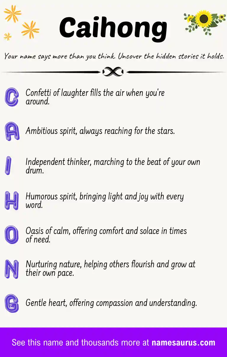 Acrostic poem about Caihong.