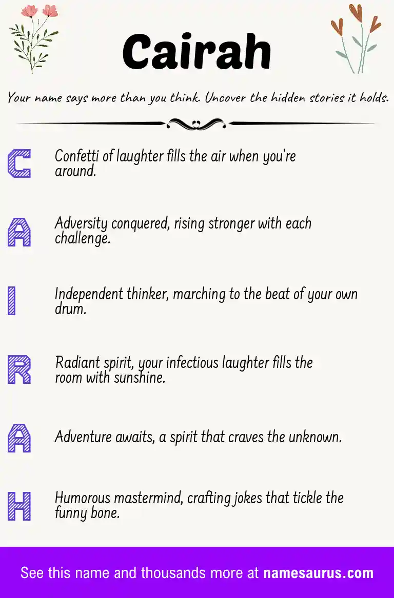 Acrostic poem about Cairah.