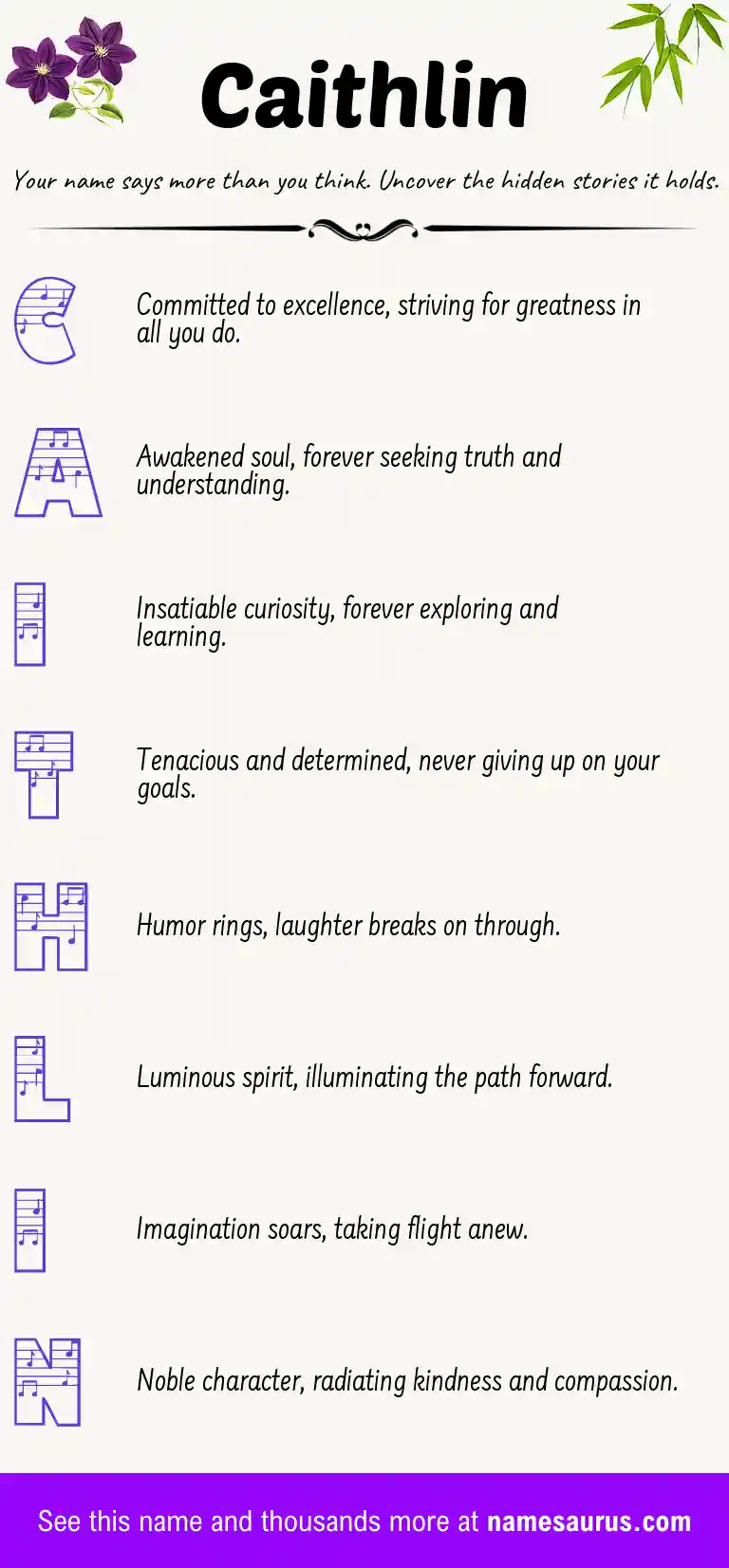 Acrostic poem about Caithlin.