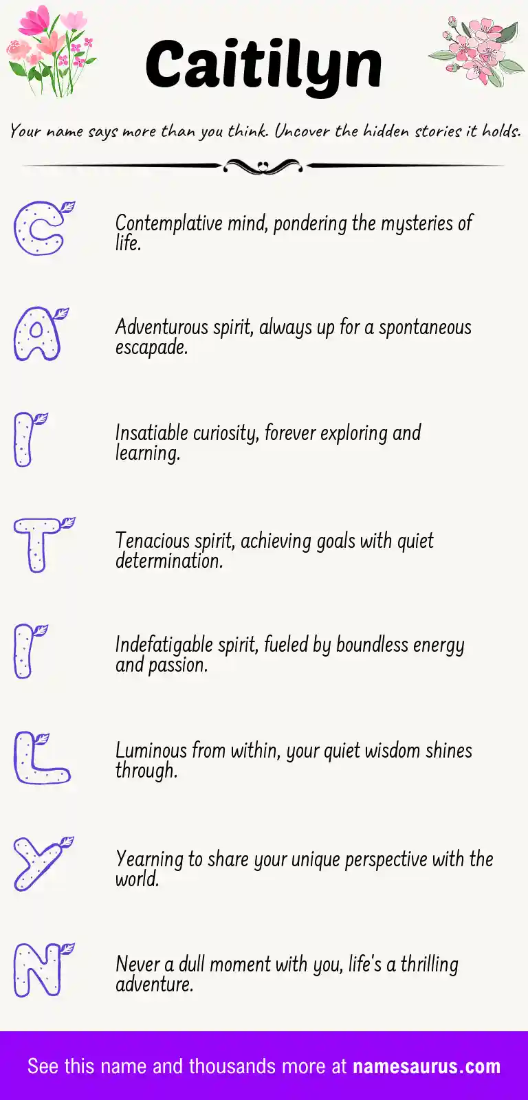 Acrostic poem about Caitilyn.