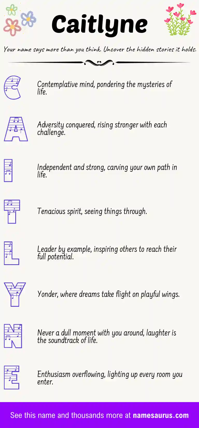 Acrostic poem about Caitlyne.