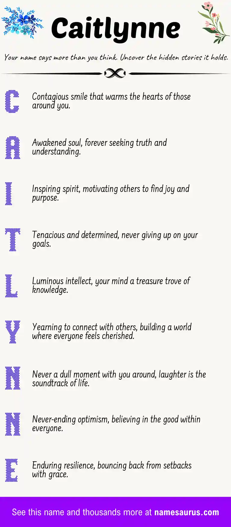 Acrostic poem about Caitlynne.