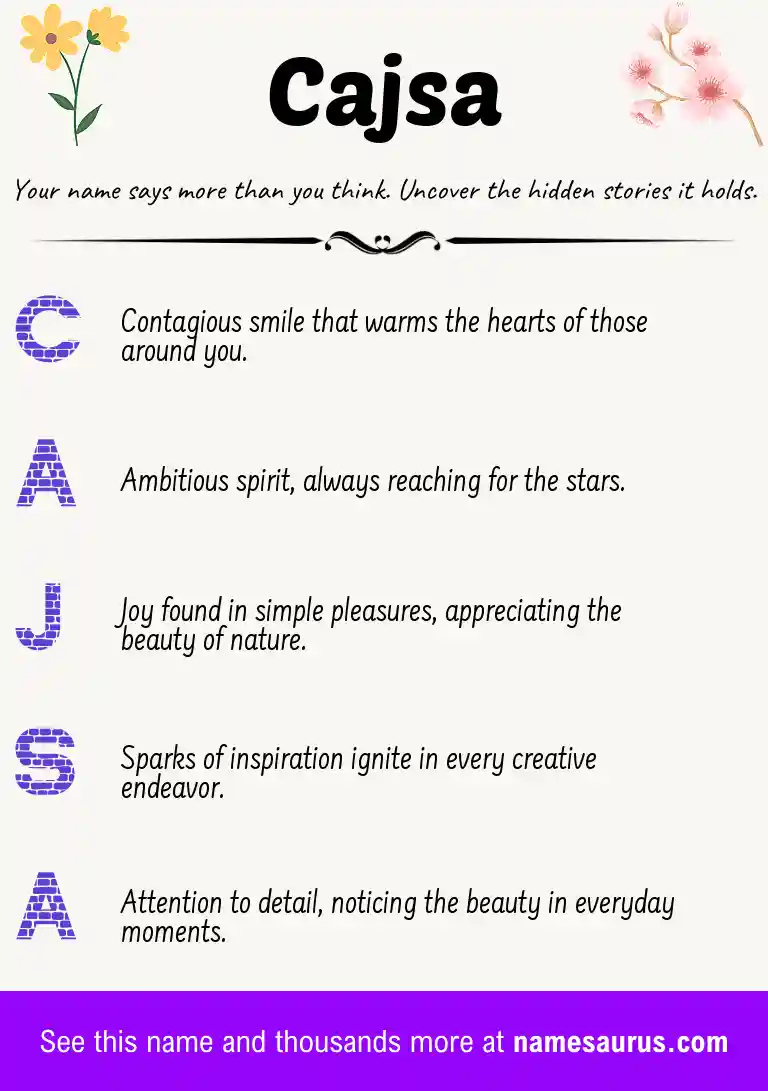 Acrostic poem about Cajsa.