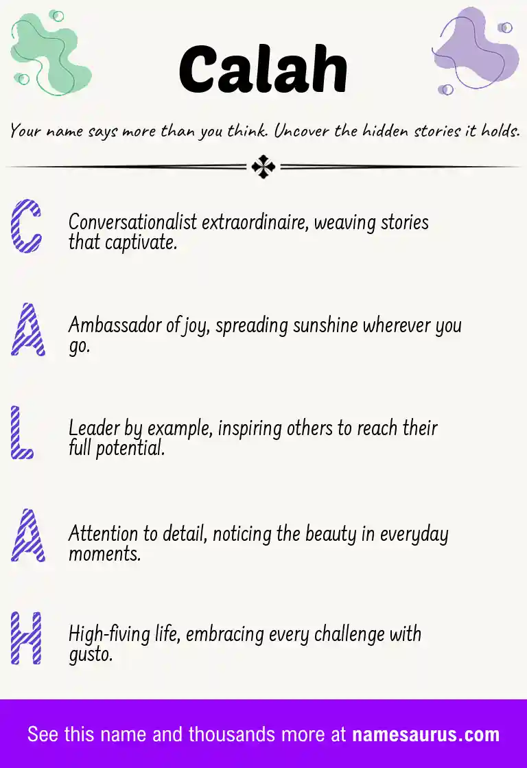 Acrostic poem about Calah.