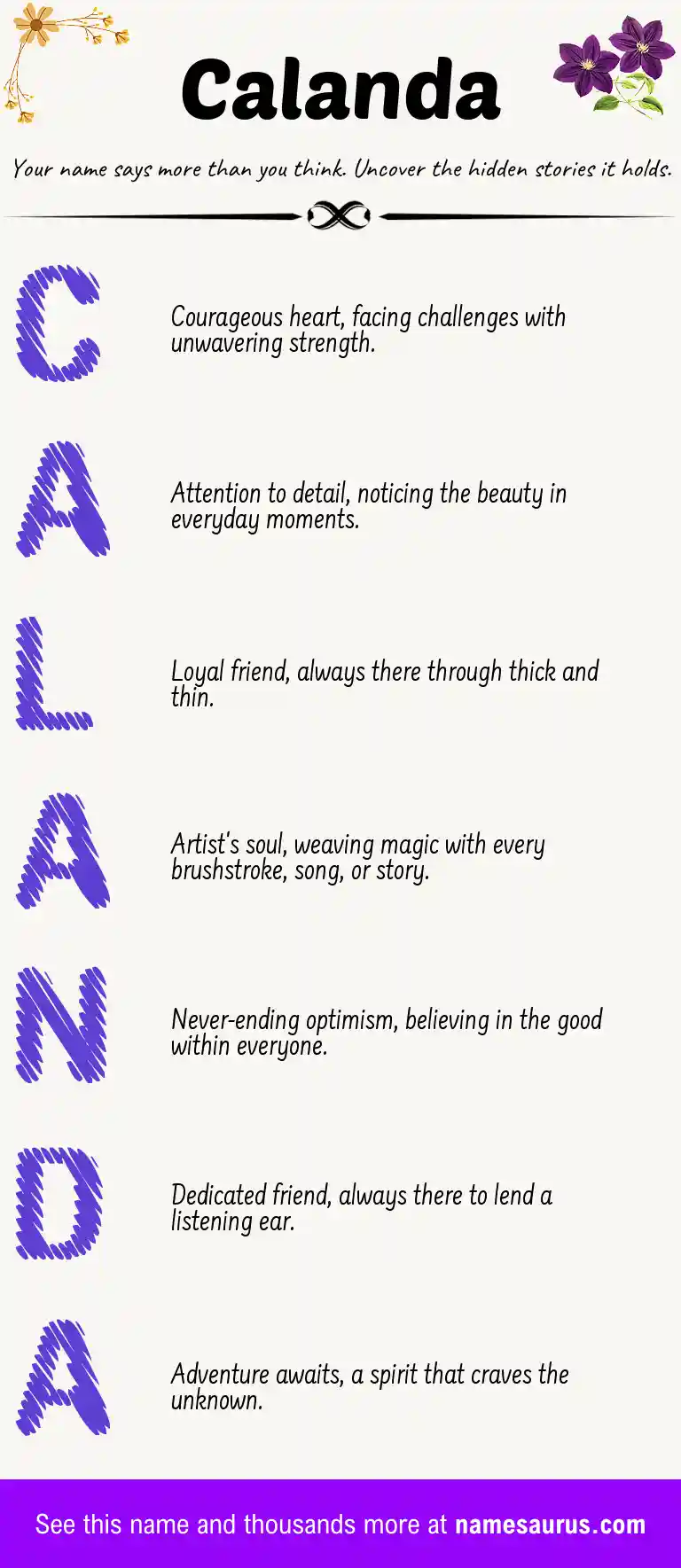 Acrostic poem about Calanda.