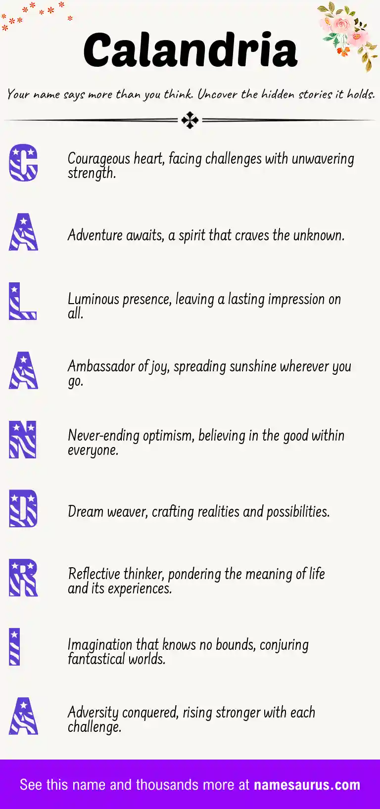 Acrostic poem about Calandria.