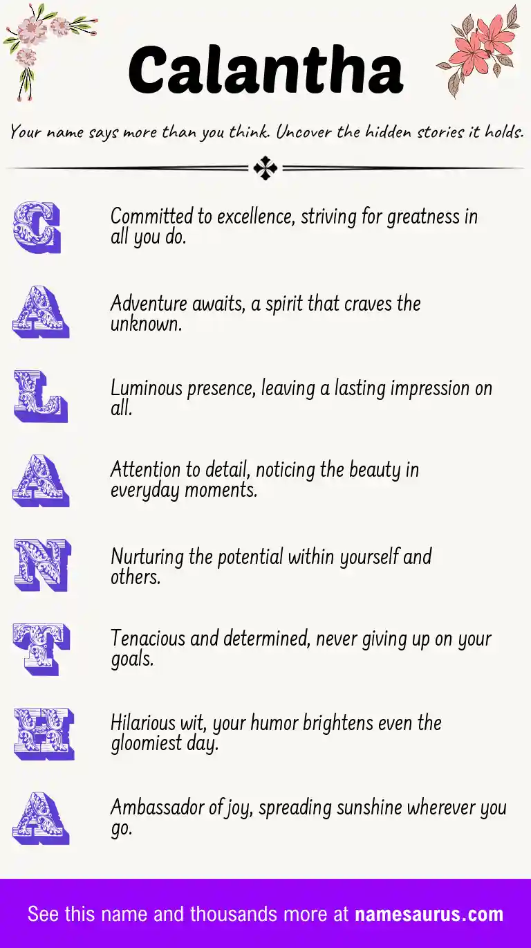 Acrostic poem about Calantha.
