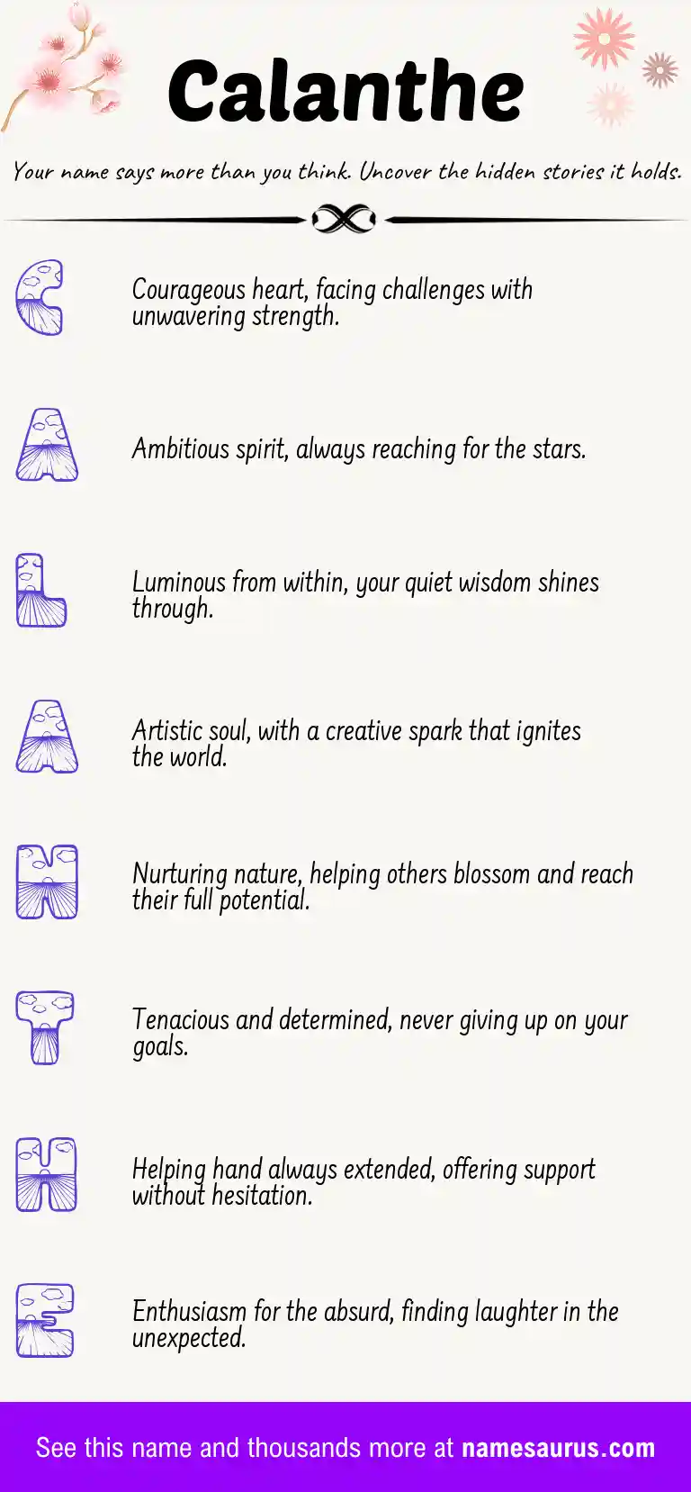 Acrostic poem about Calanthe.