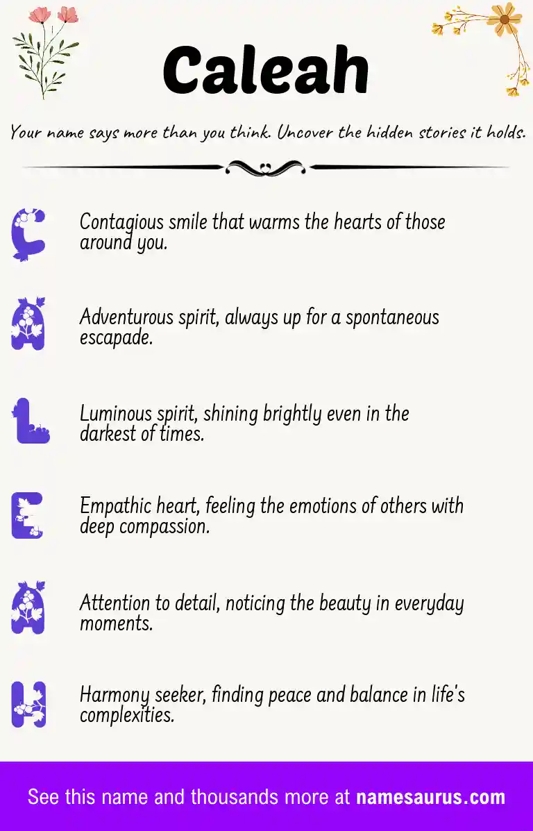 Acrostic poem about Caleah.