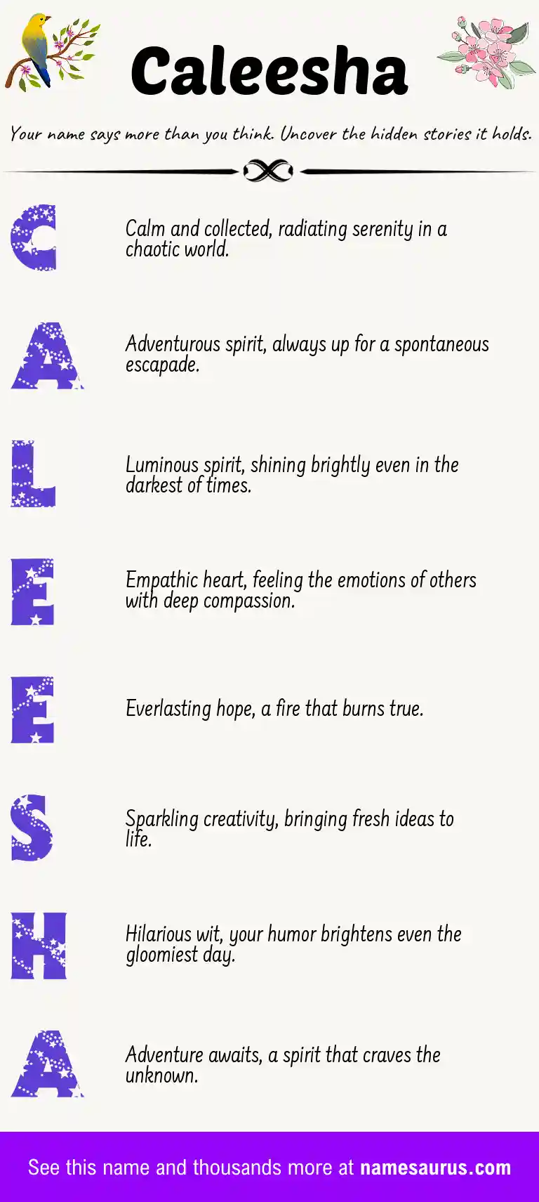 Acrostic poem about Caleesha.