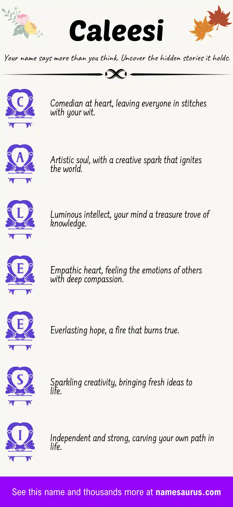 Acrostic poem about Caleesi.