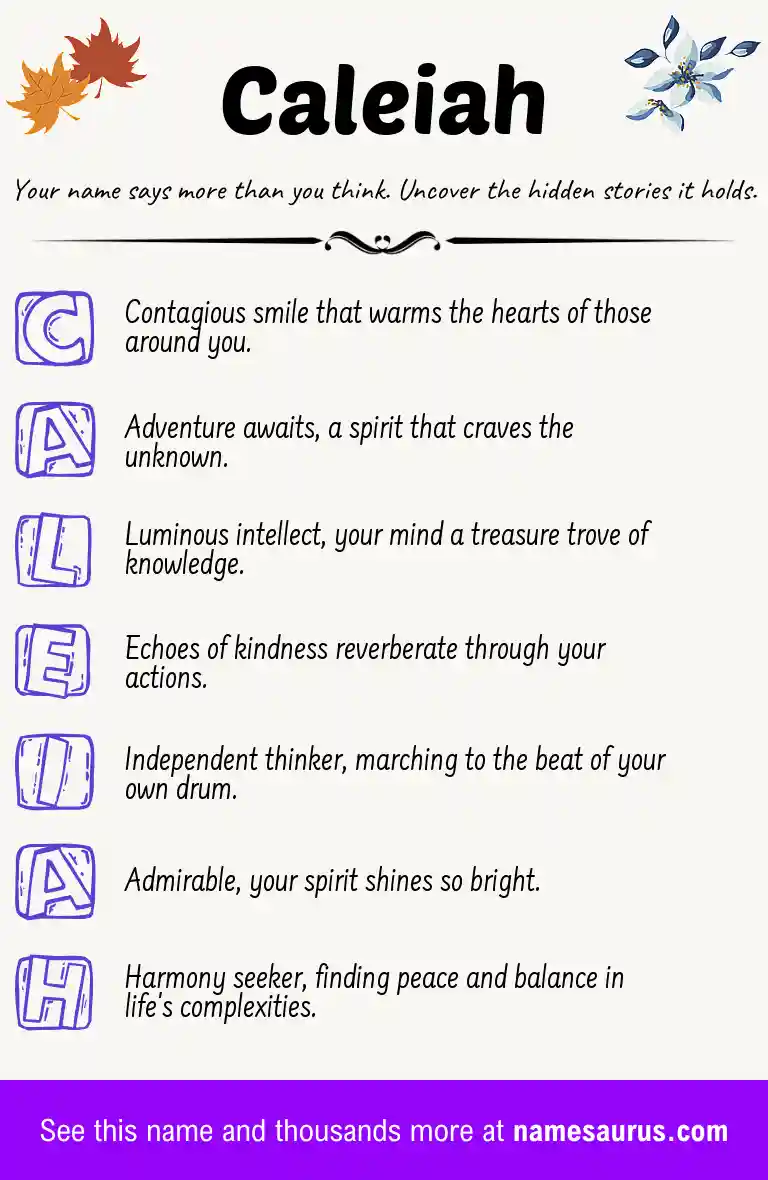 Acrostic poem about Caleiah.