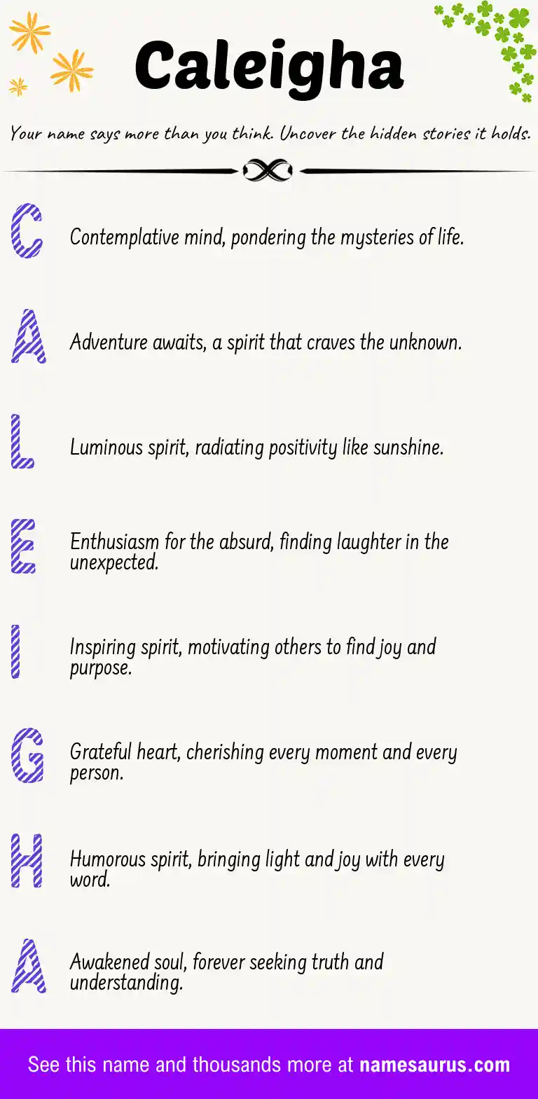 Acrostic poem about Caleigha.