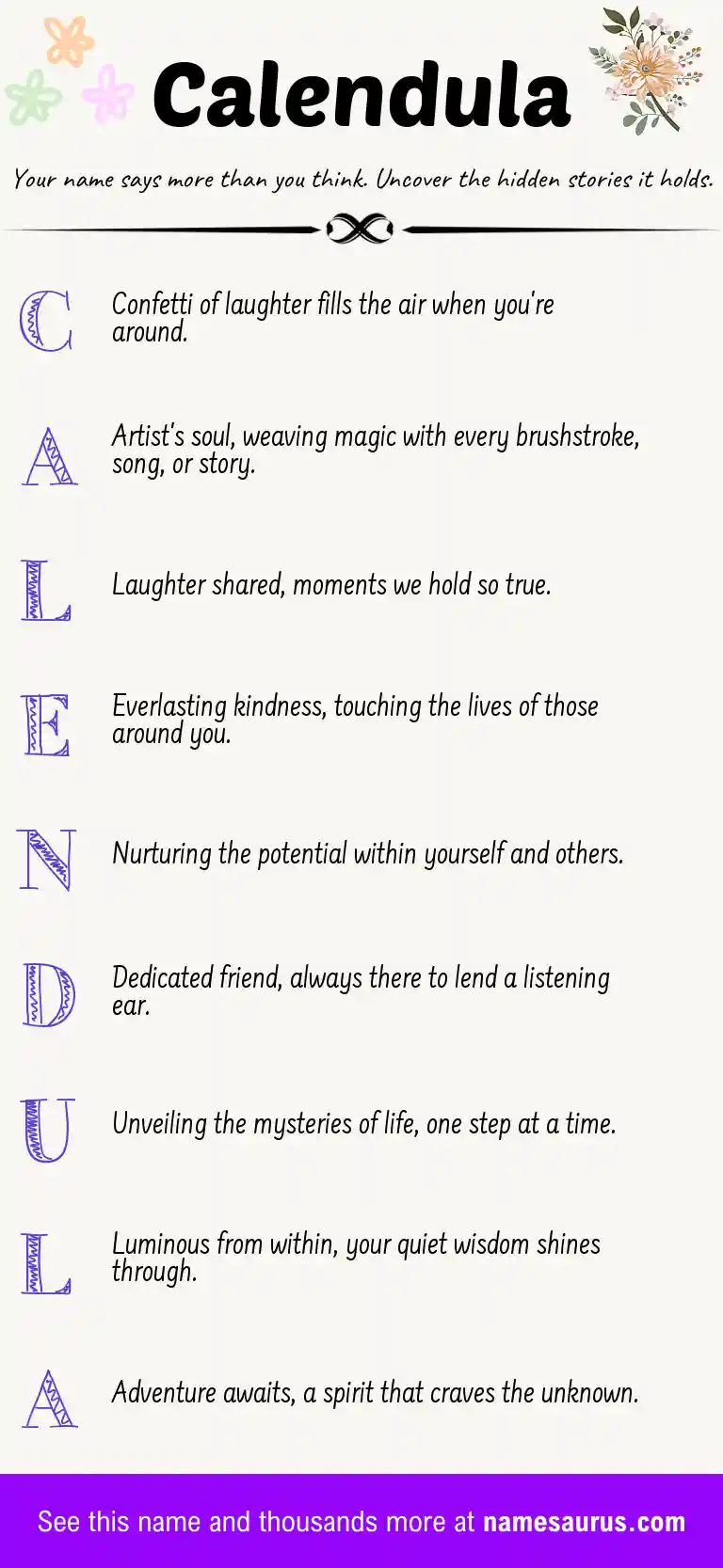 Acrostic poem about Calendula.