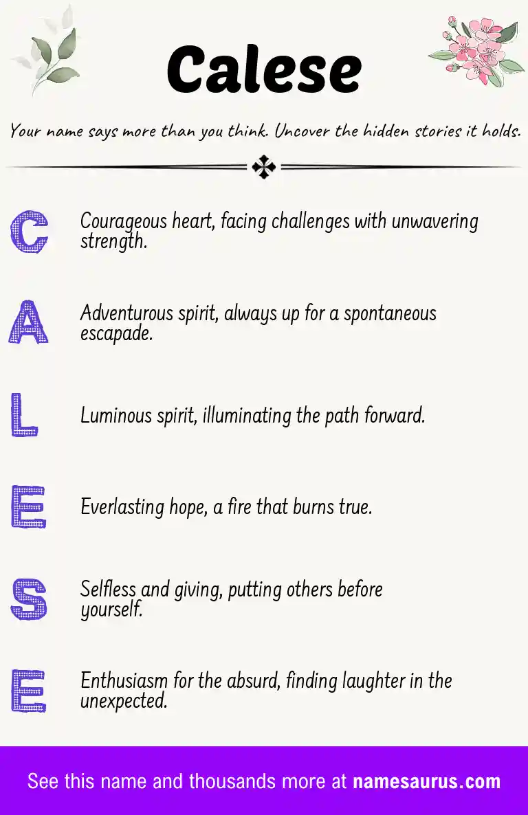 Acrostic poem about Calese.